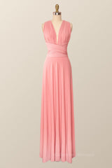 Party Dress Lady, Rose Pink Convertible Long Party Dress