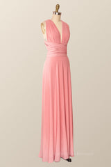 Party Dress Ladies, Rose Pink Convertible Long Party Dress