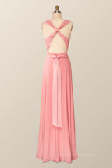 Party Dress For Teen, Rose Pink Convertible Long Party Dress