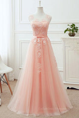 Wedding Shoes Bride, Round Neck Pink Lace Long Prom Dresses, Pink Lace Bridesmaid Dresses