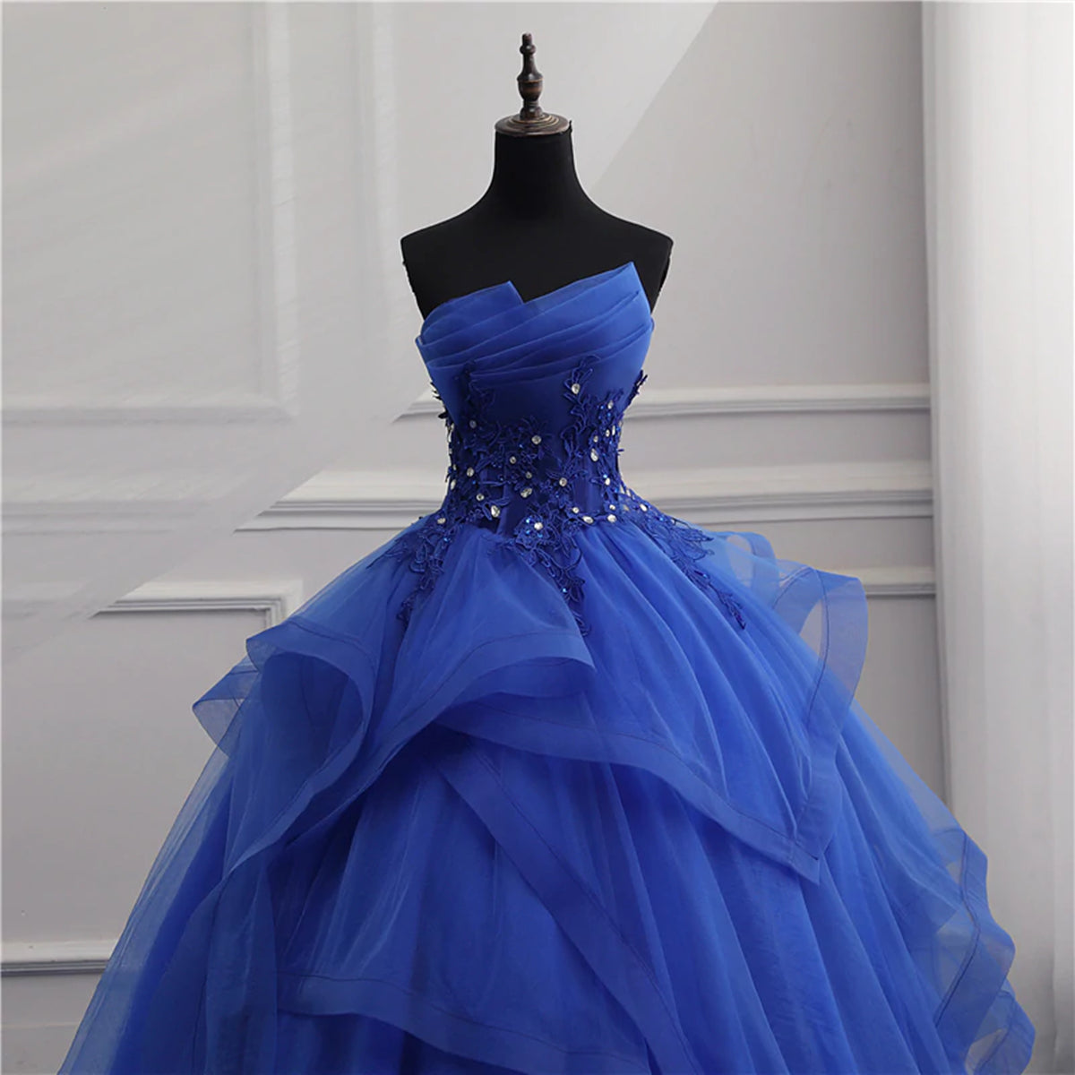 Party Dresses Formal, Royal Blue Lace Prom Dresses, Royal Blue Lace Formal Graduation Dresses