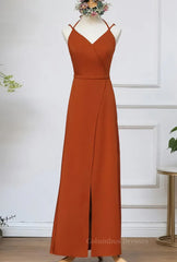 Prom Dresses Burgundy, Rust Orange Wrap Bridesmaid Dress