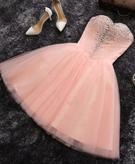 Party Dresses 2037, Pink A Line Sweetheart Neck Short Prom Dress, Homecoming Dresses