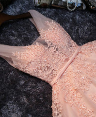 Fashion Dress, Pink V Neck Tulle Lace Short Prom Dress, Homecoming Dresses