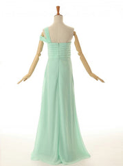 Vintage Dress, A-Line One Shoulder Floor Length Mint Green Bridesmaid Dress