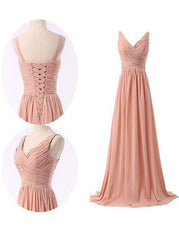 Dress Ideas, Simple Ruched Blush Pink Long Chiffon Bridesmaid Dress