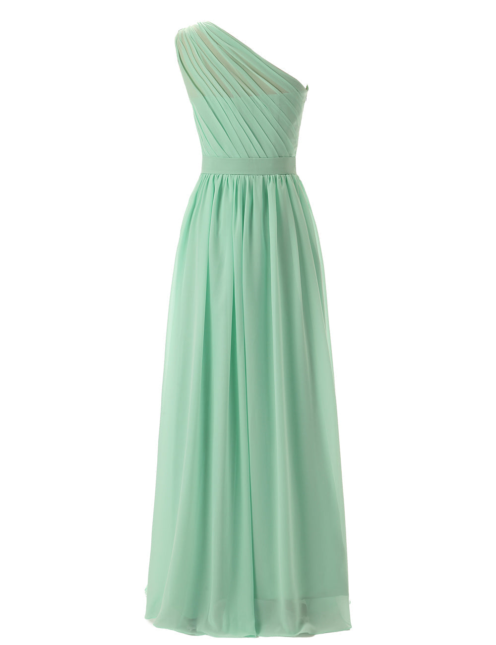 Party Dresses Halter Neck, Simple A-Line Chiffon Ruched Mint Green Long Bridesmaid Dress