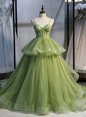 Prom Dress Aesthetic, Sage Green Corset Long Prom Dress, Long Green Tulle Party Dress Evening Dresses