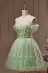 Party Dress Baby, Sage Green Off the Shoulder Short Princess Dress