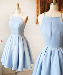 Homecoming Dresses Black, Satin Light blue Simple Short Prom Dress,Mini Homecoming dress for teens,Cocktail Dresses