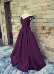 Formal Dresses With Tulle, Satin Off the Shoulder Long Party Dress, Junior Prom Dress