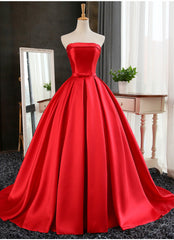 Homecoming Dresses Classy Elegant, Satin Scoop Floor Length Ball Prom Dress , Dark Red Sweet 16 Gown