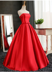 Homecoming Dress Classy Elegant, Satin Scoop Floor Length Ball Prom Dress , Dark Red Sweet 16 Gown
