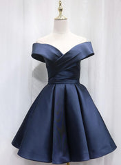 Evening Dress Online, Satin Sweetheart  Bridesmaid Dress, Off Shoulder Short Formal Dress