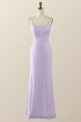 Party Dresses Christmas, Scoop Lavender Chiffon Pleated Long Bridesmaid Dress