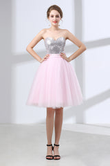Slip Dress Outfit, Sequin Lace & Tulle Sweetheart Neckline Short Length A-line Bridesmaid Dresses