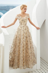 Prom Dress Designer, Sequined V Neck A Line Off Shoulder Strap Long Floor Length Prom Dresses
