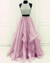 Wedding Dress Chic, Sequins Beaded Organza Layered Two Piece Ball Gowns Prom Dress,Wedding Party Dress