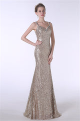 On Shoulder Dress, Sequins Mermaid Spaghetti Straps Sleeveless Prom Dresses