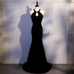 Bridesmaids Dresses Mismatched Fall, Sexy Black Mermaid Long Halter Evening Dress, Black Prom Dress