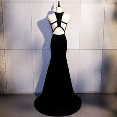 Bridesmaid Dresses Mismatched Fall, Sexy Black Mermaid Long Halter Evening Dress, Black Prom Dress