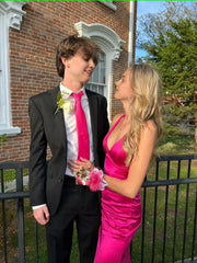 Sexy Mermaid Long Hot Pink Prom Dress 22th Birthday Outfits