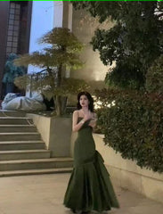 Sexy zeemeermin banden groene feestjurken satijn lange prom -jurken