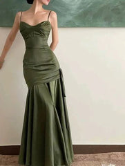 Сексуальные русалочные ремня зеленые платья для вечеринок атласные платья для выпускного вечера