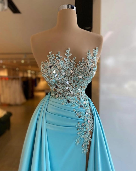 Prom Dress Under 100, Sexy Sleeveless Sparkly Sequins Mermaid Prom Dress with Detachable Train