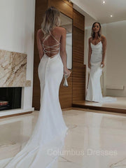 Weddings Dresses Style, Sheath/Column Halter Court Train Chiffon Wedding Dresses