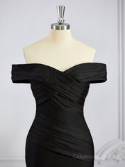 Black Dress, Sheath/Column Off-the-Shoulder Sweep Train Jersey Bridesmaid Dresses