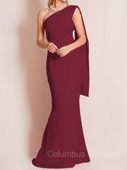 Bridesmaid Dress Pink, Sheath/Column One-Shoulder Floor-Length Chiffon Mother of the Bride Dresses With Ruffles