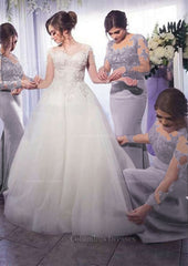 Prom Theme, Sheath/Column Scoop Neck Full/Long Sleeve Long/Floor-Length Elastic Satin Bridesmaid Dresses With Appliqued
