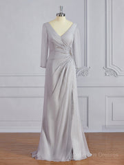 Bridesmaid Dresses Color Palette, Sheath/Column V-neck Floor-Length 30D Chiffon Mother of the Bride Dresses With Beading