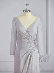 Bridesmaid Dresses Color Palettes, Sheath/Column V-neck Floor-Length 30D Chiffon Mother of the Bride Dresses With Beading