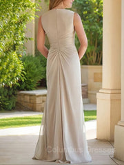 Bridal Shower Games, Sheath/Column V-neck Floor-Length Chiffon Mother of the Bride Dresses With Ruched