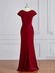 Bridesmaids Dresses Fall Colors, Sheath/Column V-neck Floor-Length Jersey Mother of the Bride Dresses With Ruffles