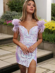 Elegant Gown, Sheath/Column V-neck Short/Mini Homecoming Dress