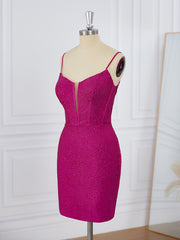 Prom Dresses Red, Sheath Jersey Spaghetti Straps Beading Corset Short/Mini Dress