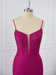 Prom Dress Online, Sheath Jersey Spaghetti Straps Beading Corset Short/Mini Dress