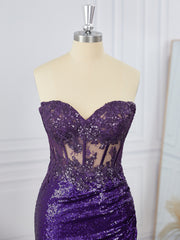 Prom Dresses Stores Near Me, Sheath Sequins Sweetheart Appliques Lace Corset Short/Mini Dress