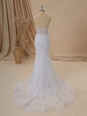 Wedding Dress Styles 2021, Sheath Spaghetti Straps Court Train Corset Wedding Dress