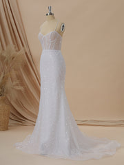 Wedding Dress Style 2021, Sheath Spaghetti Straps Court Train Corset Wedding Dress