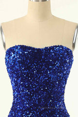 Party Dresses For Ladies, Sheath Strapless Sequins Mini Homecoming Dress