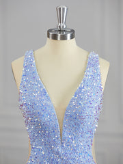 Homecoming Dress Sparkles, Sheath V-neck Sequin Short/Mini Velvet Sequins Dress