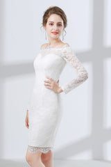 Formal Dresses Black, Sheath White Lace Off The Shoulder Long Sleeve Prom Dresses