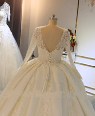 Wedding Dressed Under 1002, Shinny Long A-line Full Beading Lace-Up Wedding Dresses with Sleeves
