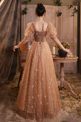 Party Dress Roman, Shiny A line sequins long prom dress evening dress