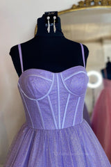 Prom Dress Long Elegent, Shiny Purple Pink Long Prom Dresses, Purple Pink Long Formal Evening Dresses
