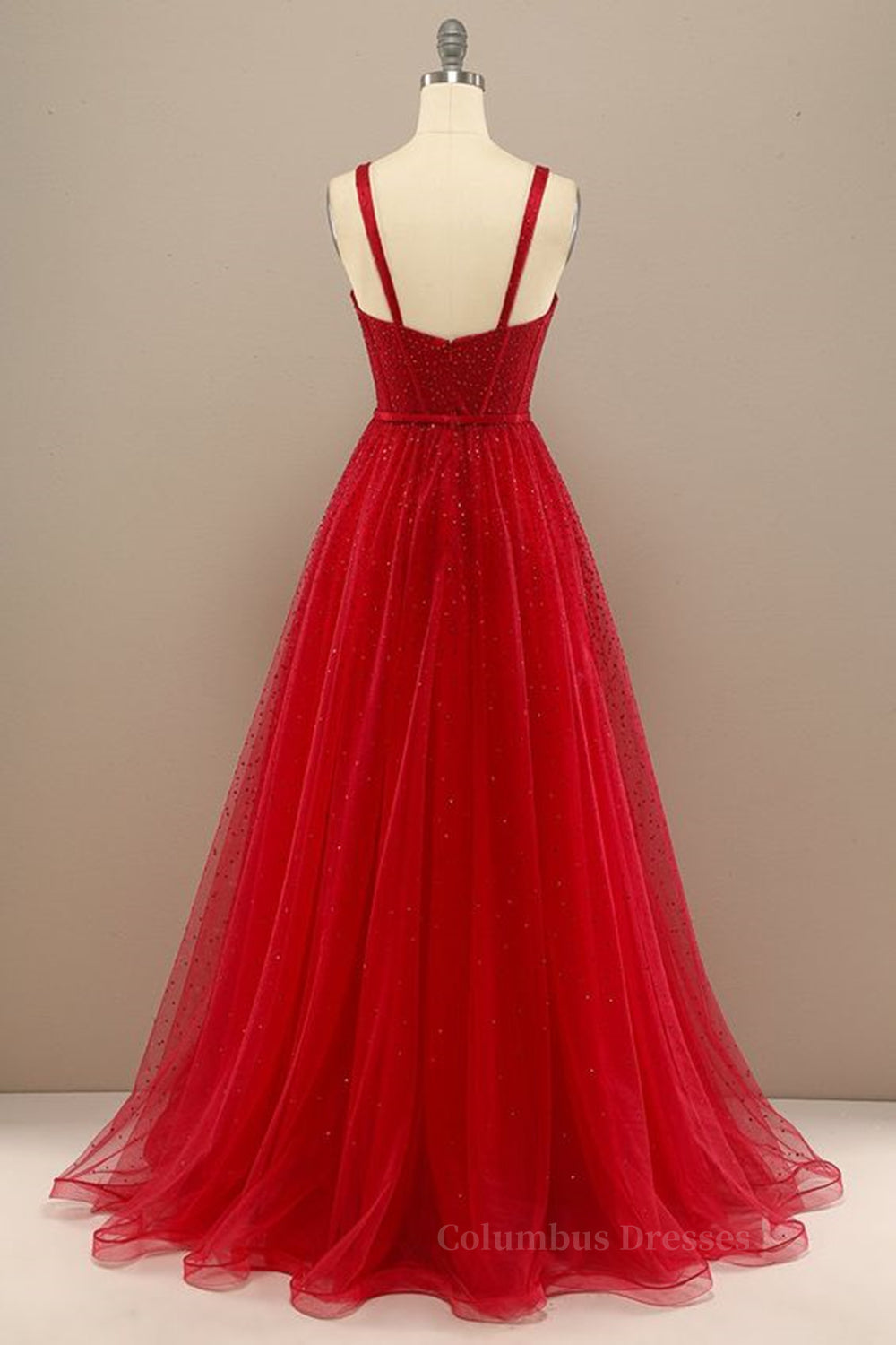 Evening Dresses Mermaid, Shiny Sweetheart Neck Red Tulle Beaded Long Prom Dresses, Open Back Red Tulle Formal Graduation Evening Dresses